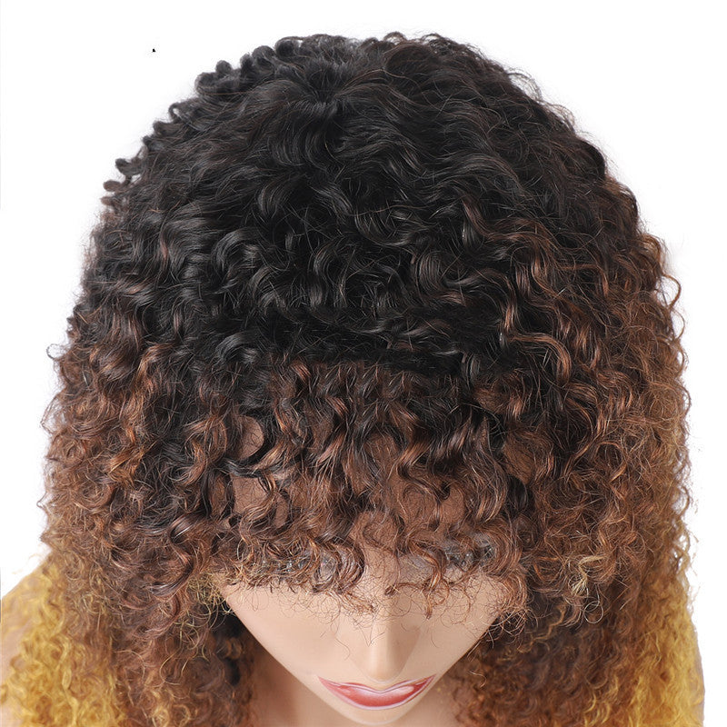 Three-color Kinky Curly Wig