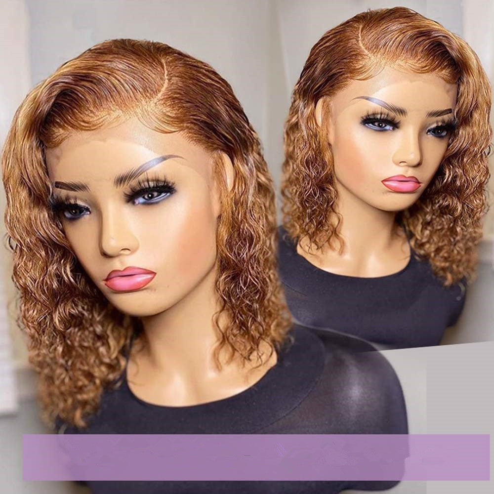 Honey Blonde Short Curly Bob Wig