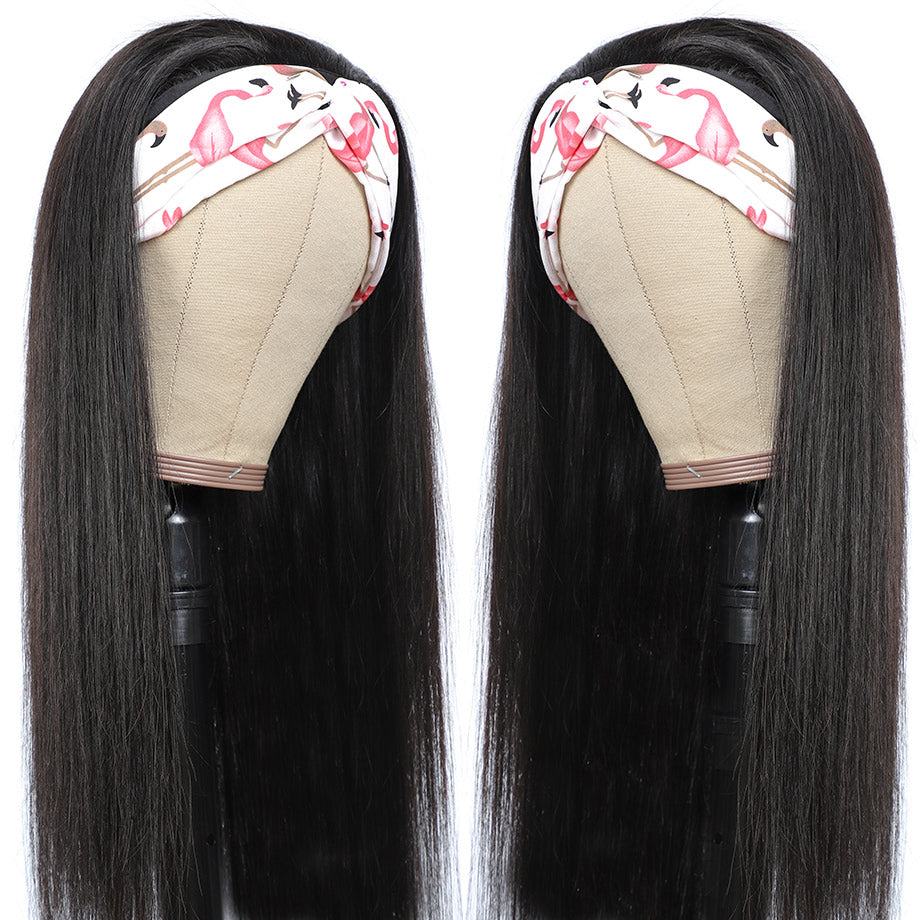 Long Straight Human Hair No Lace Headband Wig