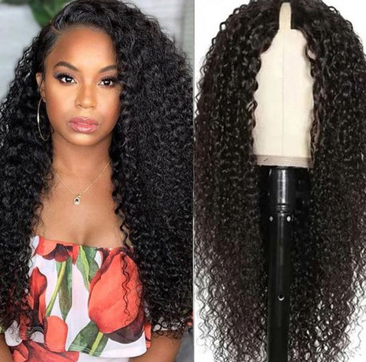 Long Kinky Curly Invisible Part Wig
