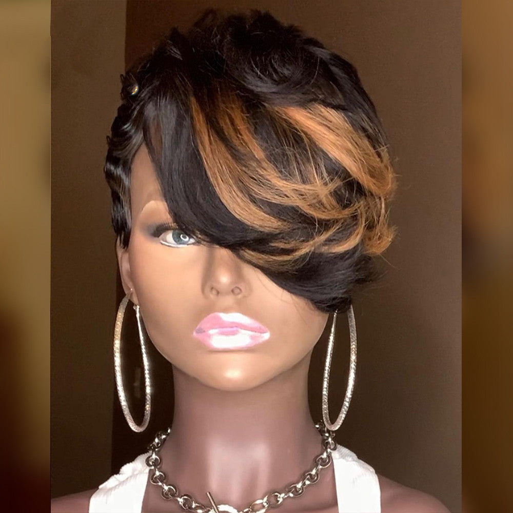 Black And Blonde Short Cut Wig