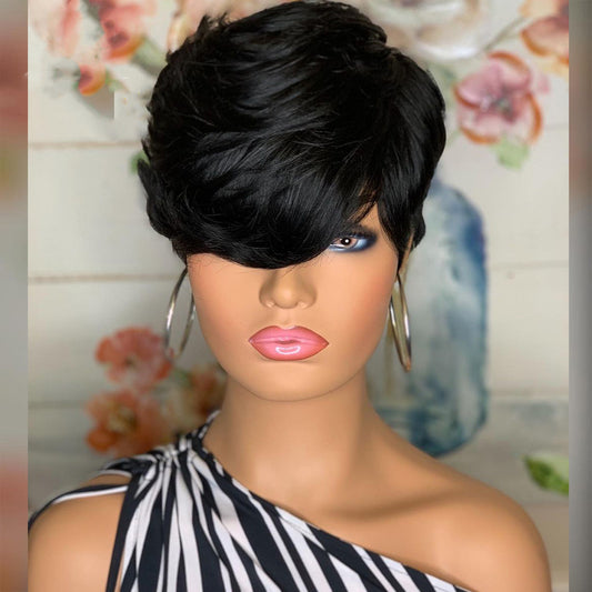 Short Black Swoop Bang Wig