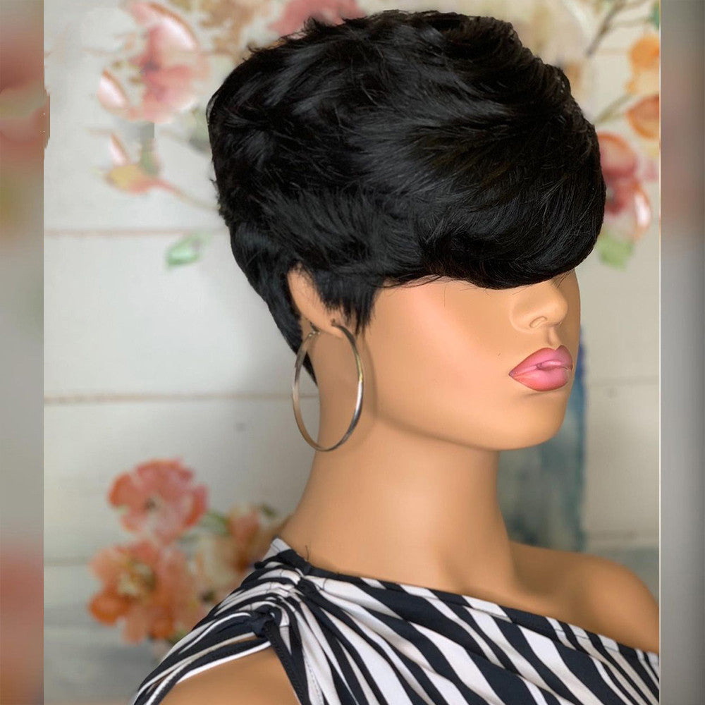 Short Black Swoop Bang Wig