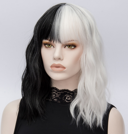 Black And White Wavy Short Cosplay Wig