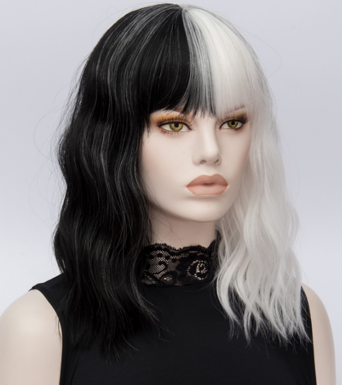 Black And White Wavy Short Cosplay Wig