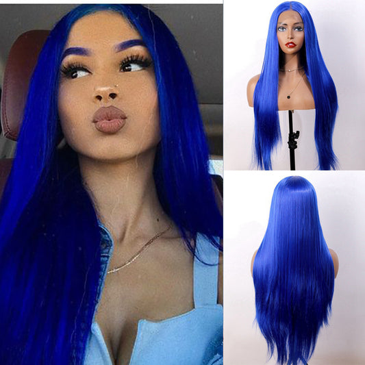 Blue Long Straight Wig