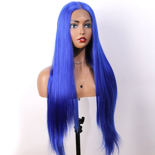 Blue Long Straight Wig