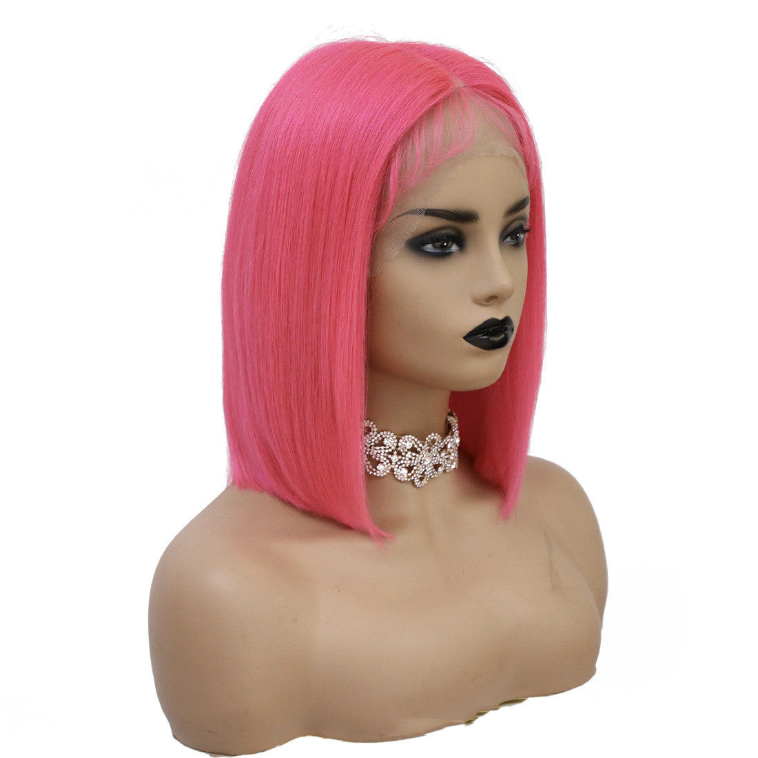 Pink T- Shaped Bob Lace Front Wig