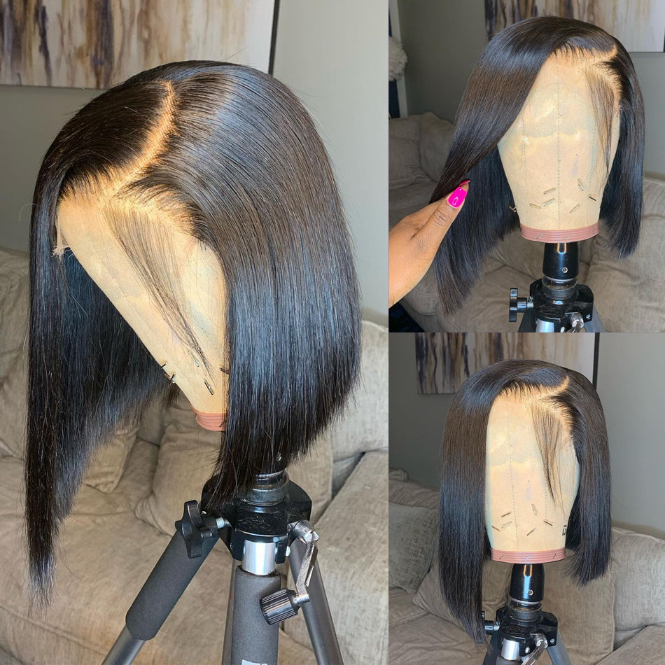 Straight Short Bob transparent Lace Wig