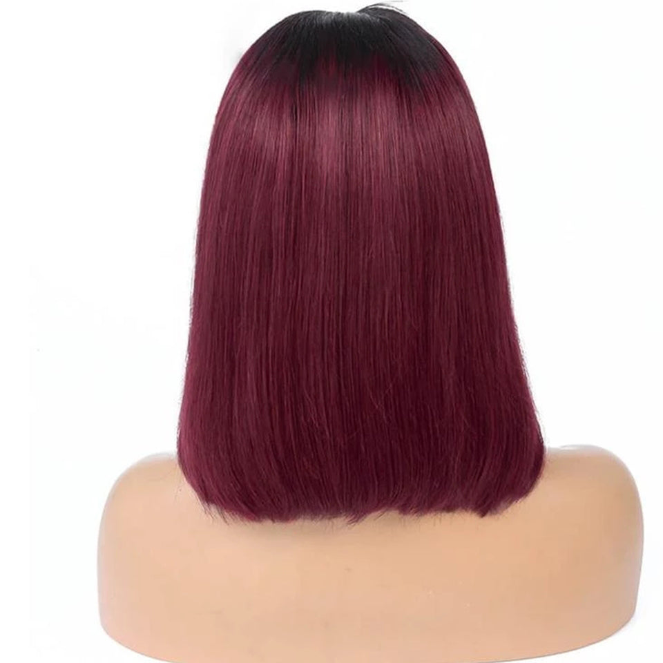 Short Straight Colored Bob Human Hair Wig