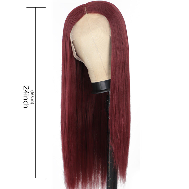 Wine Red Long Straight Wig