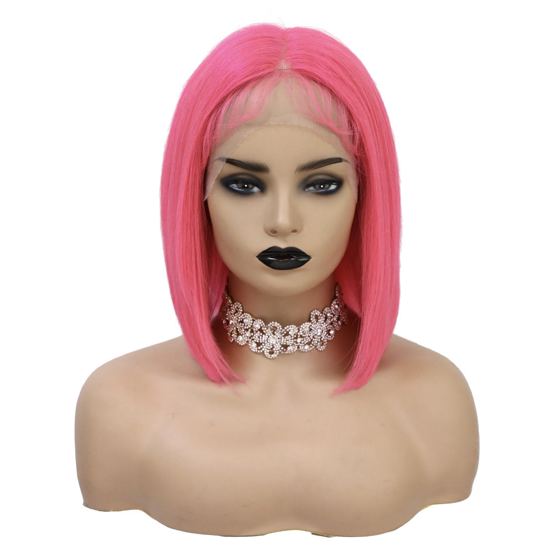 Pink T- Shaped Bob Lace Front Wig