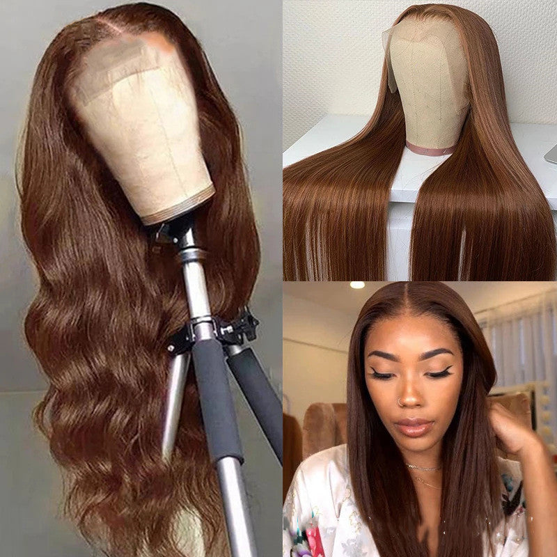 Straight Long Brown Human Hair Wig