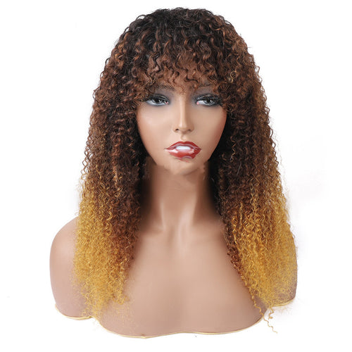 Three-color Kinky Curly Wig
