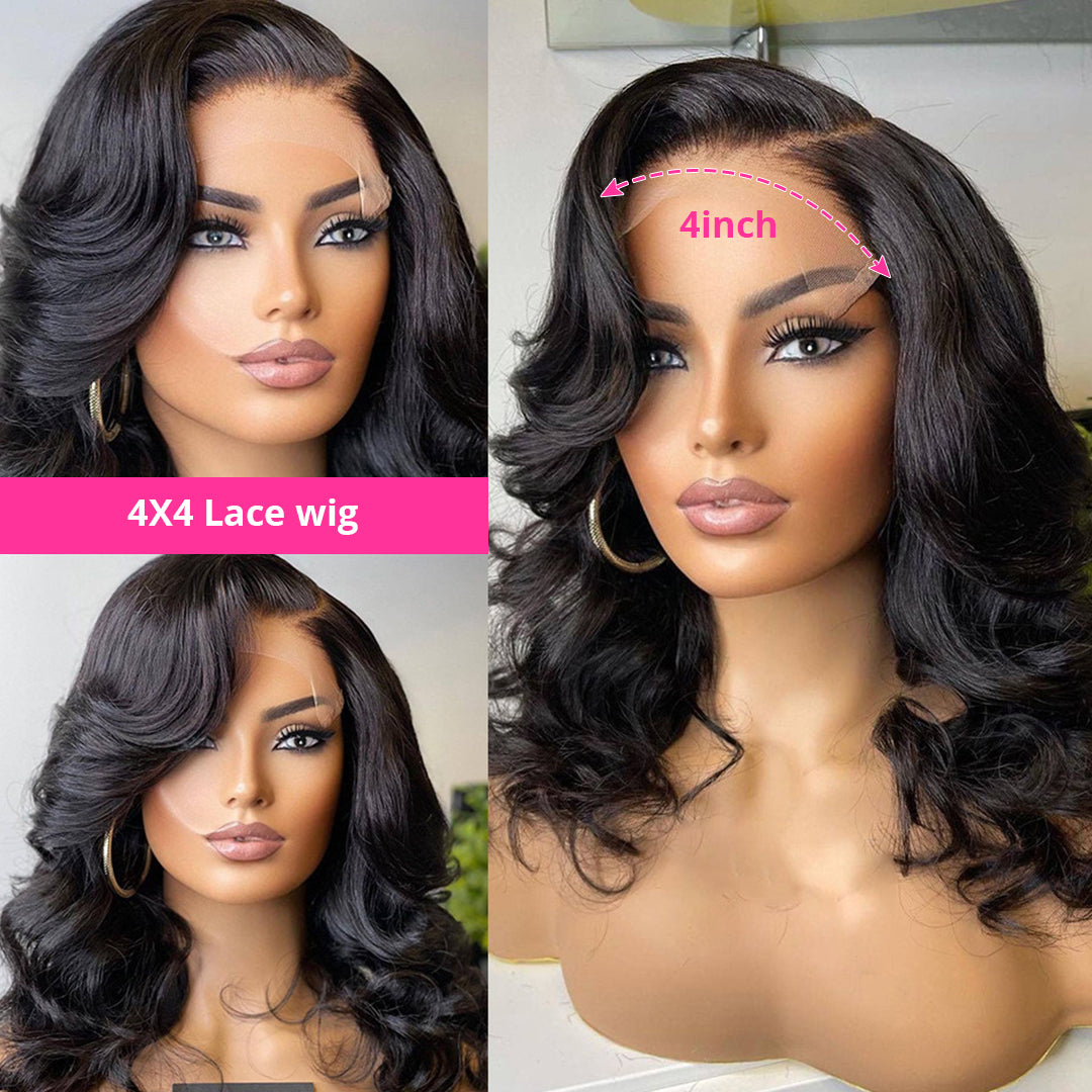 Short Wavy Brazilian Lace Front Bob Wigs