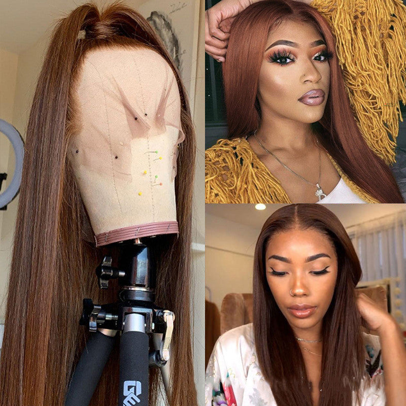 Straight Long Brown Human Hair Wig